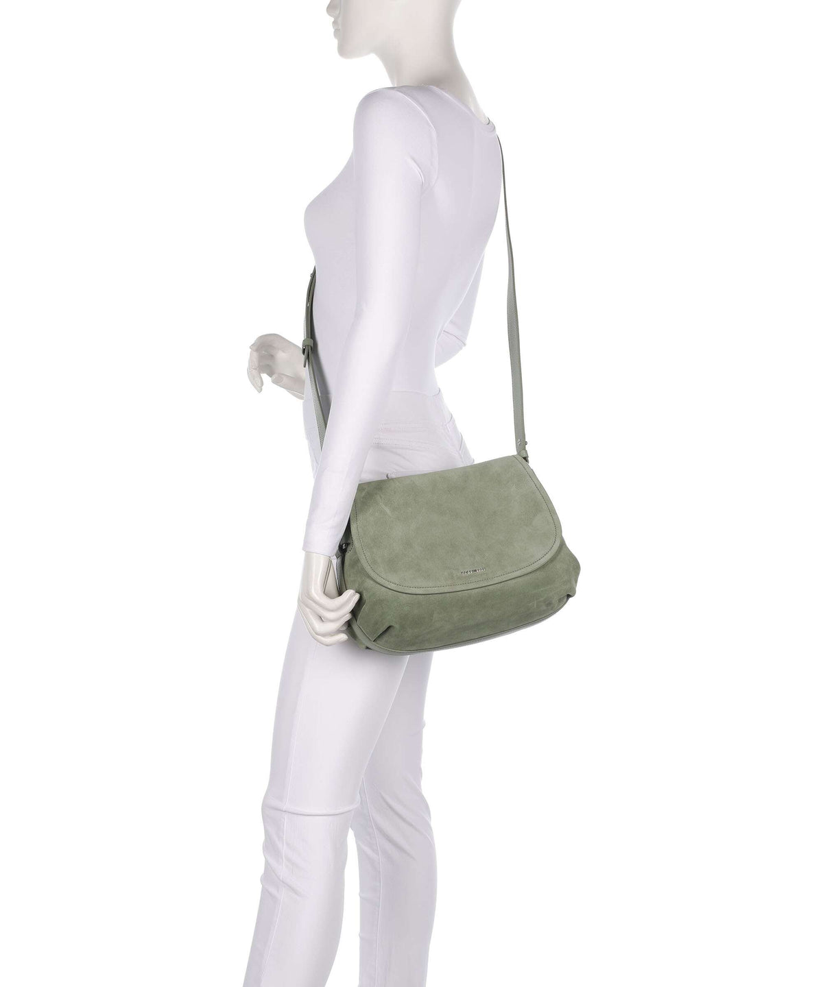 Coccinelle Rebekka Suede Shoulder bag greenery