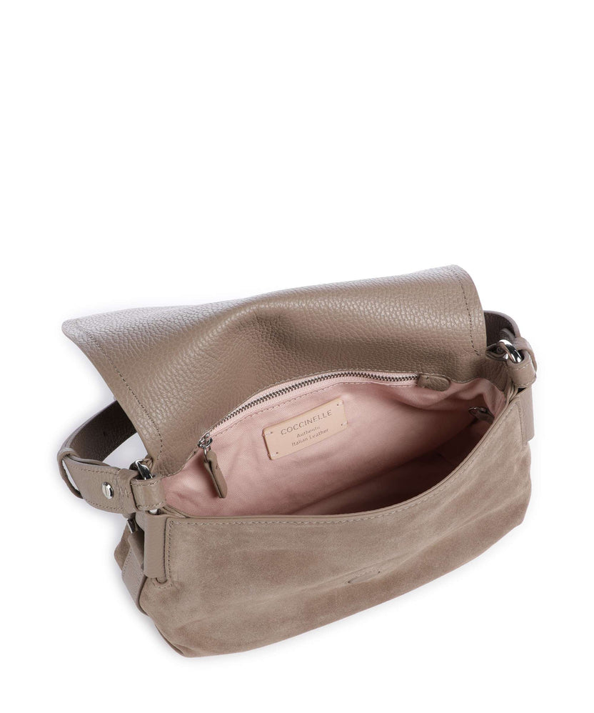 Coccinelle Rebekka Suede Crossbody bag warm taupe