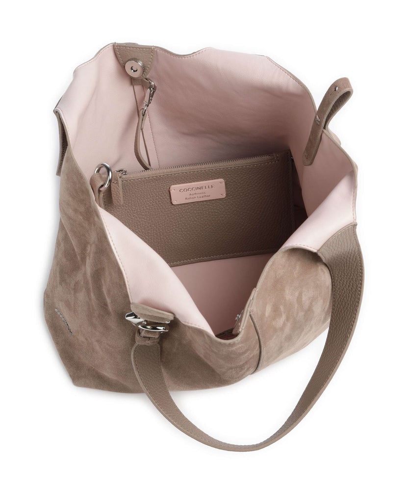 Coccinelle C-Easy Suede Hobo bag warm taupe