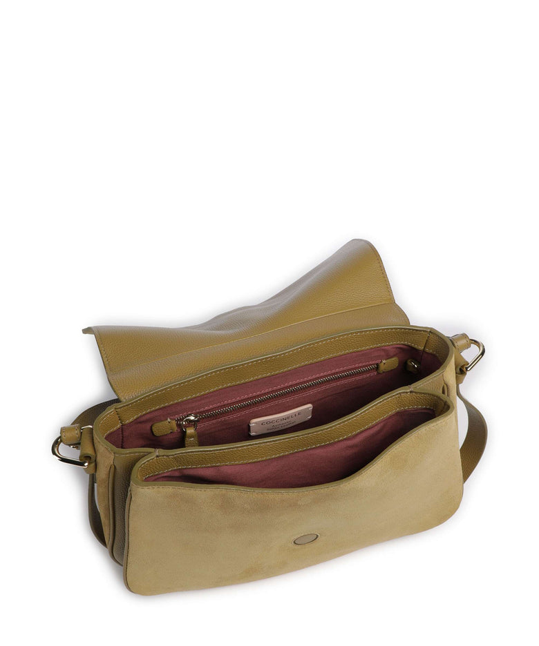 Coccinelle Mavery Suede Shoulder bag seagrass