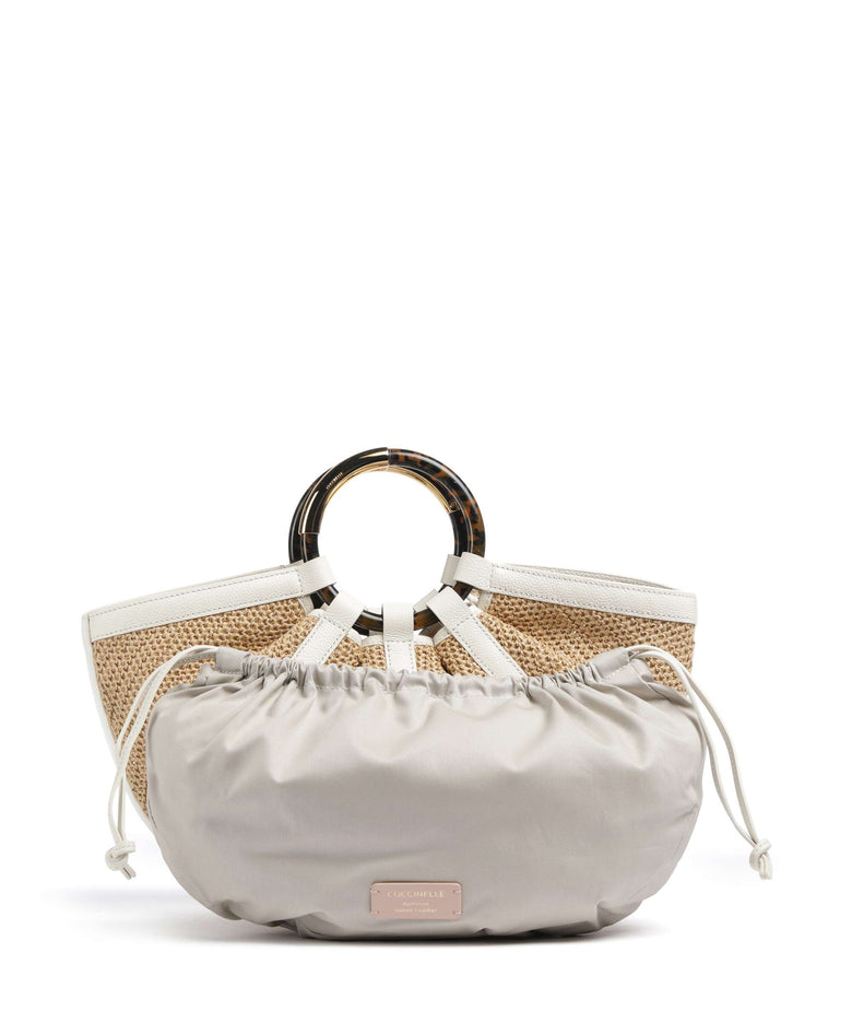 Coccinelle Shell Straw Handbag natural/pearl