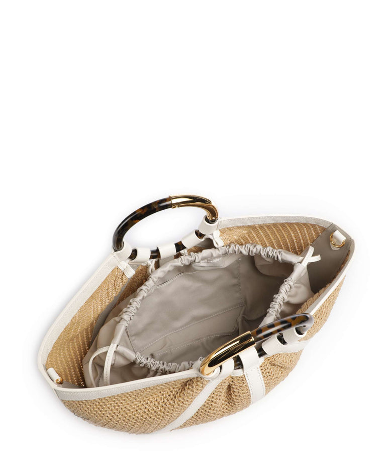 Coccinelle Shell Straw Handbag natural/pearl