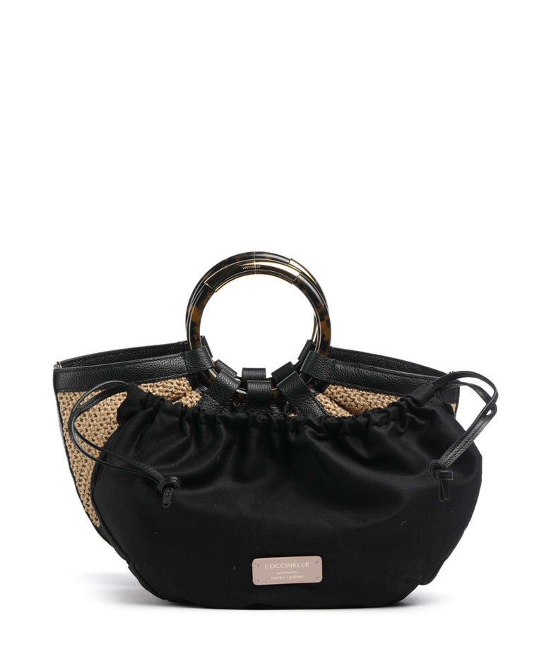 Coccinelle Shell Straw Handbag natural/noir