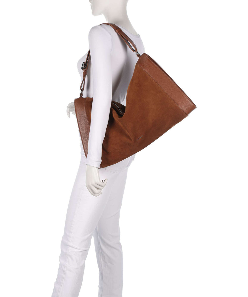 Coccinelle Elinor Suede Hobo bag cognac