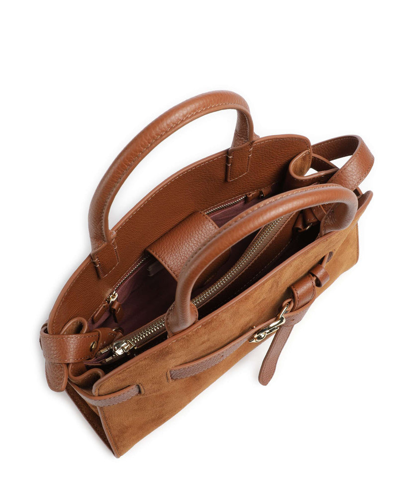 Coccinelle Sabine Suede Handbag cognac