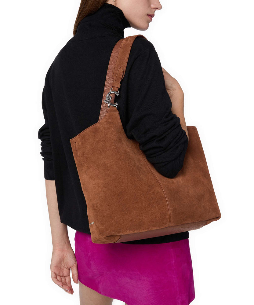 Coccinelle C-Easy Suede Hobo bag cognac
