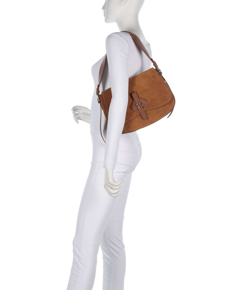 Coccinelle Mavery Suede Shoulder bag cognac