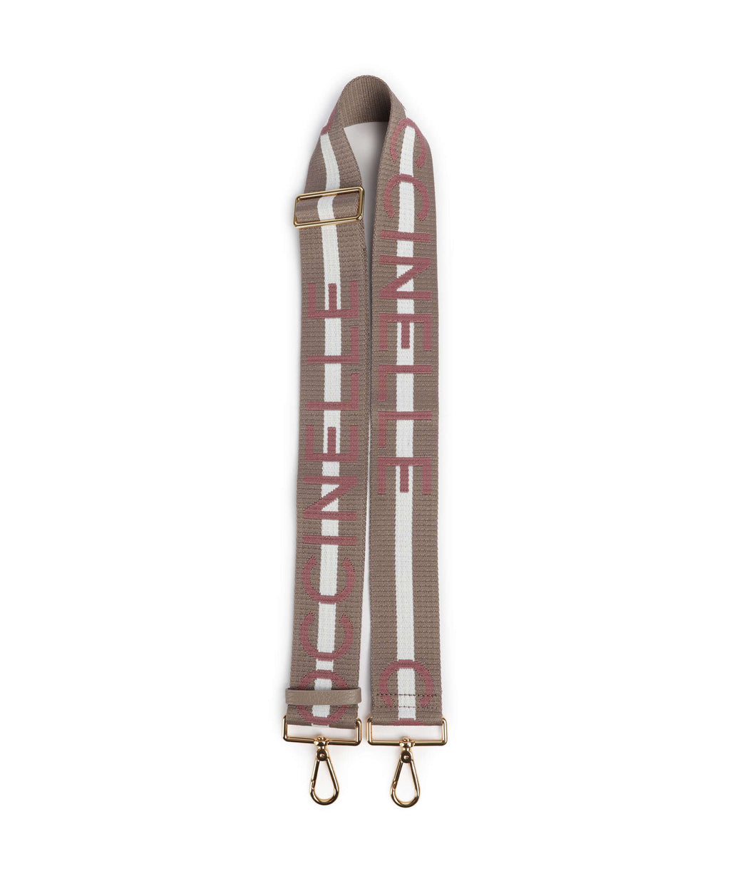 Coccinelle Nastro Signature Bag strap multi new warm taupe