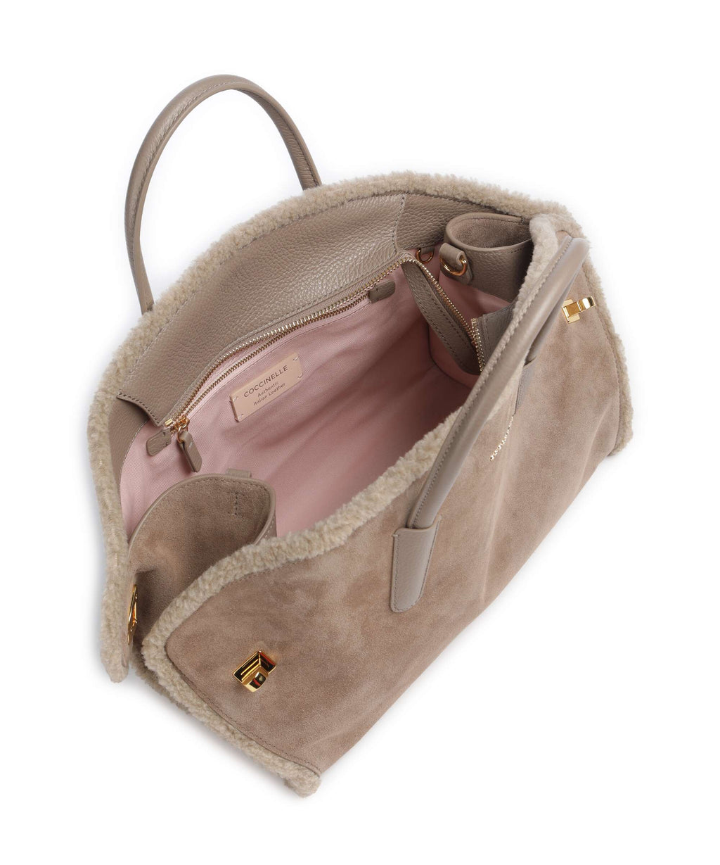 Coccinelle Tylde Suede Eco Handbag warm taupe