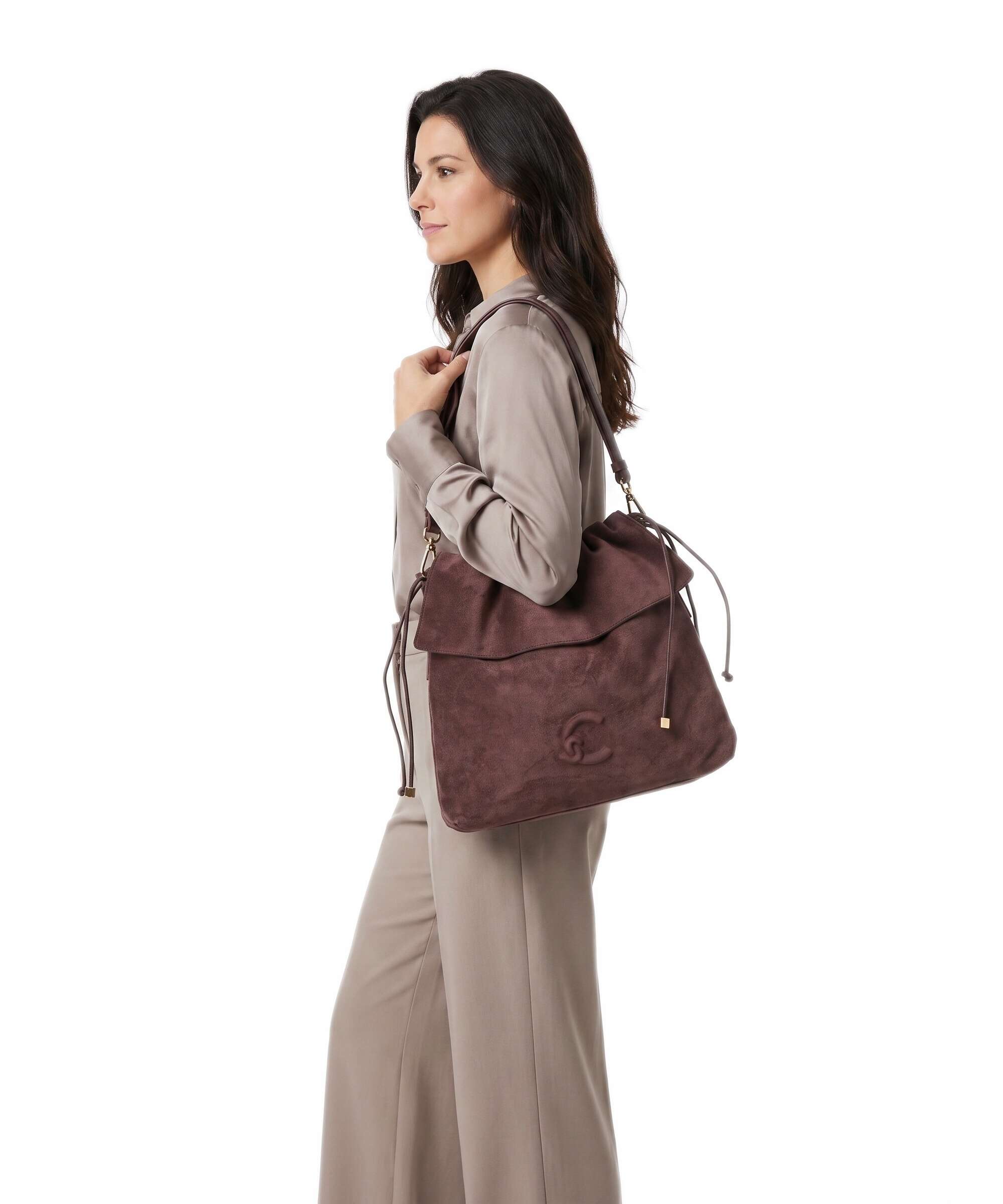 Coccinelle Lidia Suede Hobo bag berry