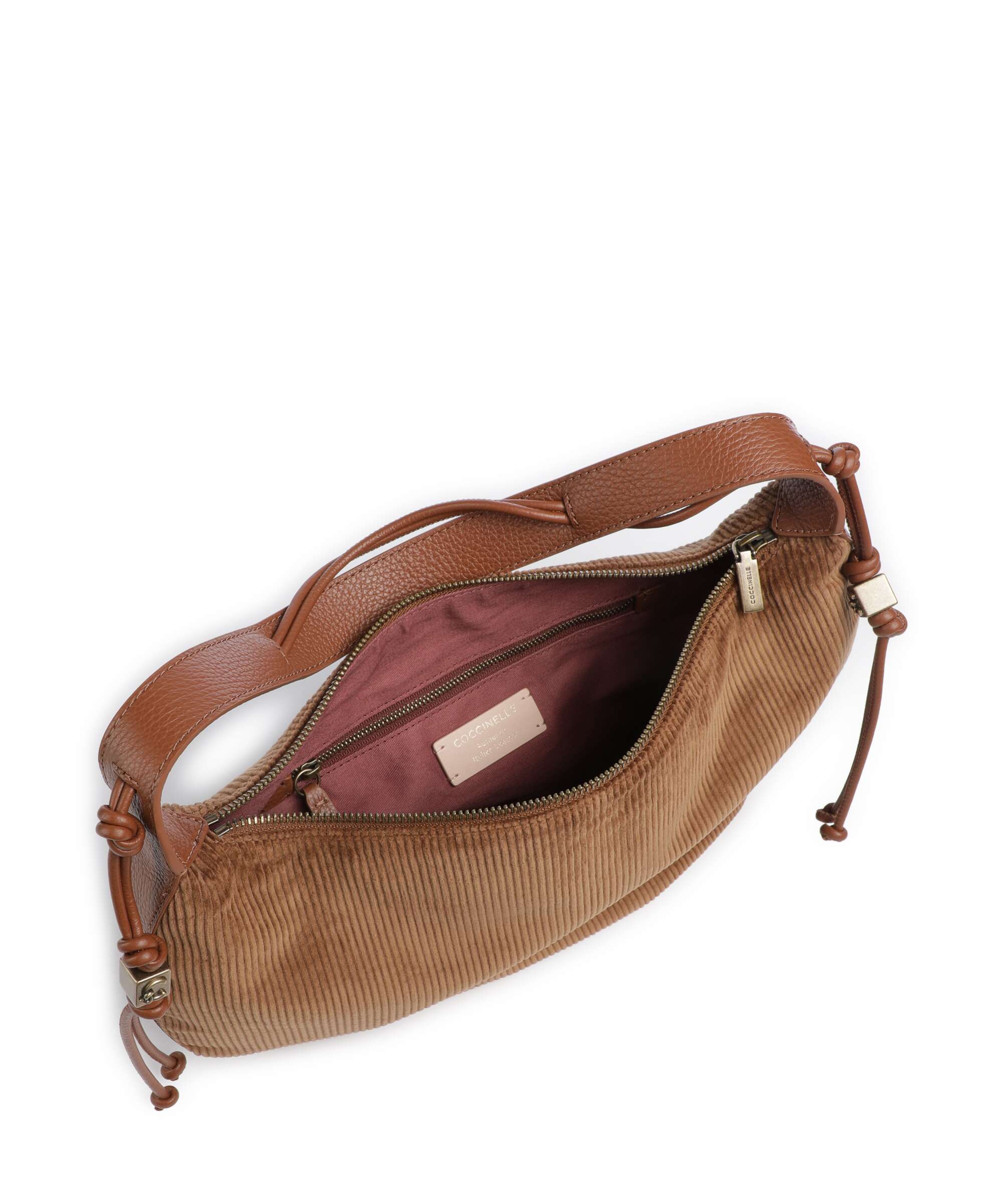 Coccinelle Thess Corduroy Hobo bag cognac