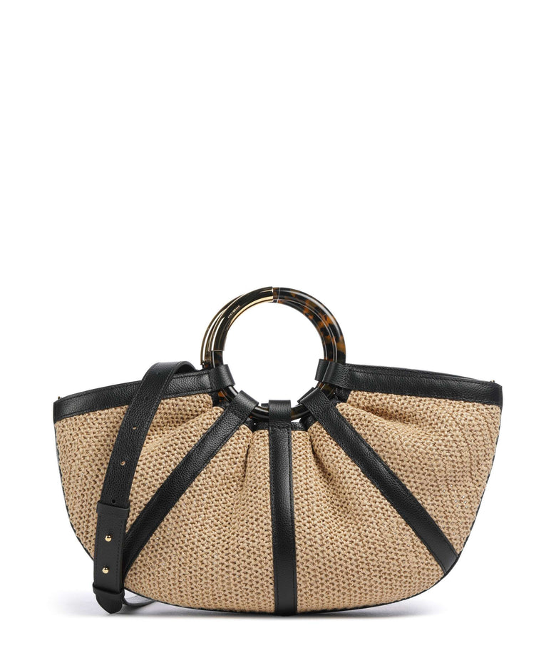 Coccinelle Shell Straw Handbag natural/noir