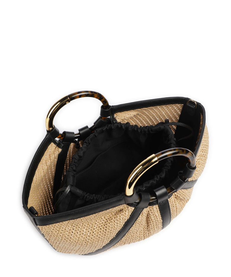 Coccinelle Shell Straw Handbag natural/noir