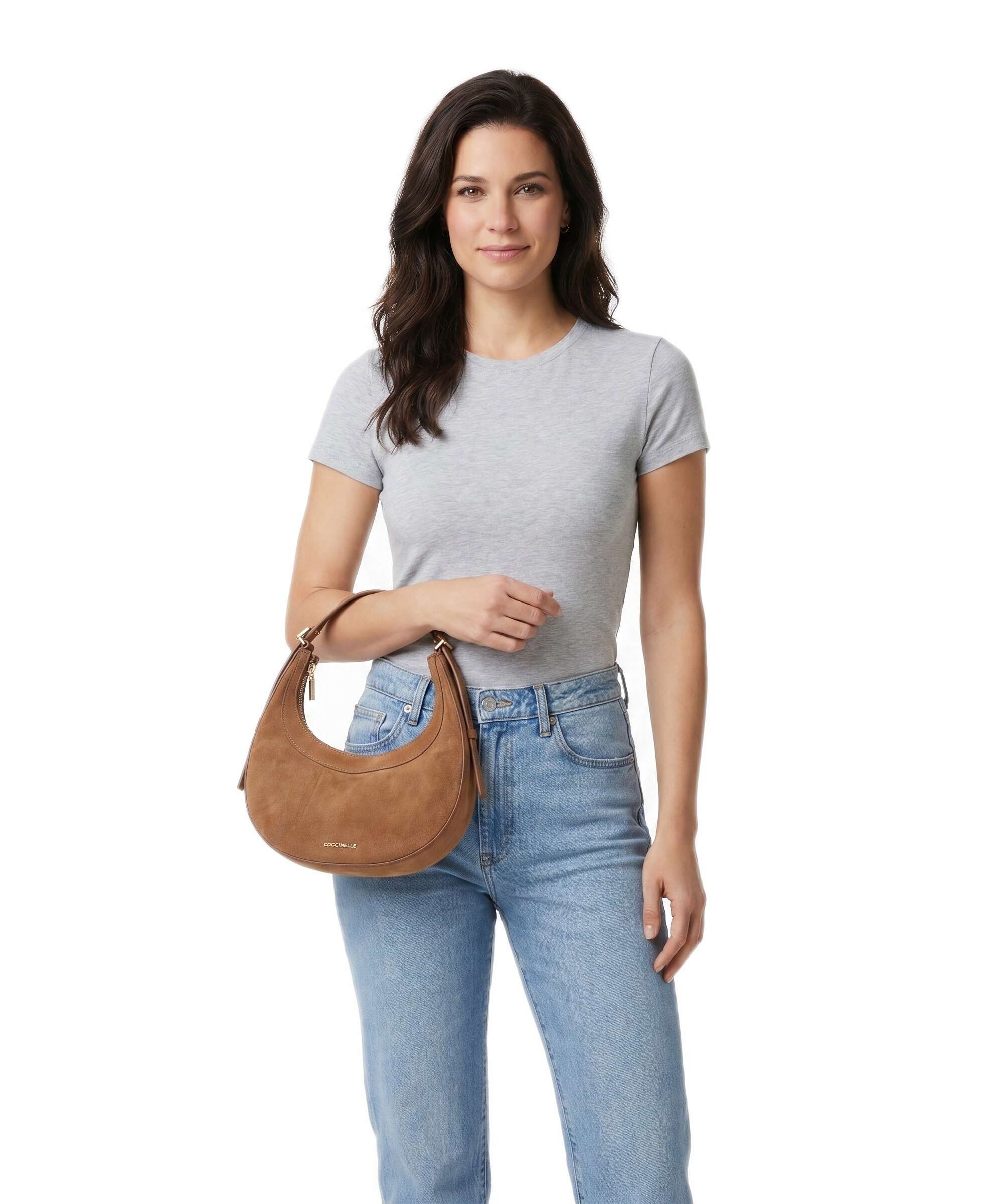 Coccinelle Whisper Suede Shoulder bag cognac