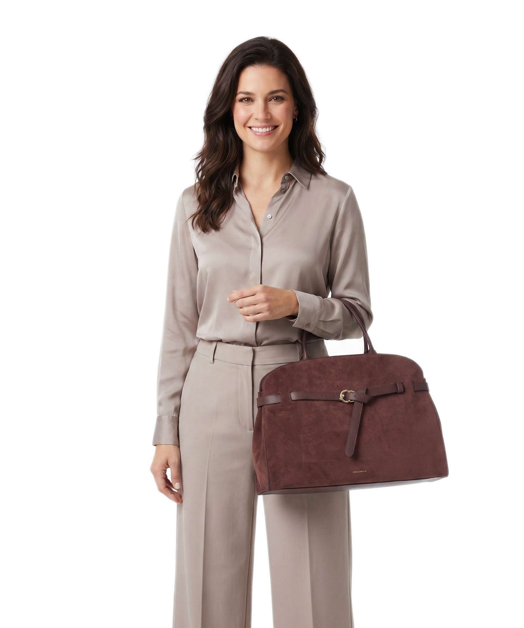 Coccinelle Sabine Suede Handbag berry