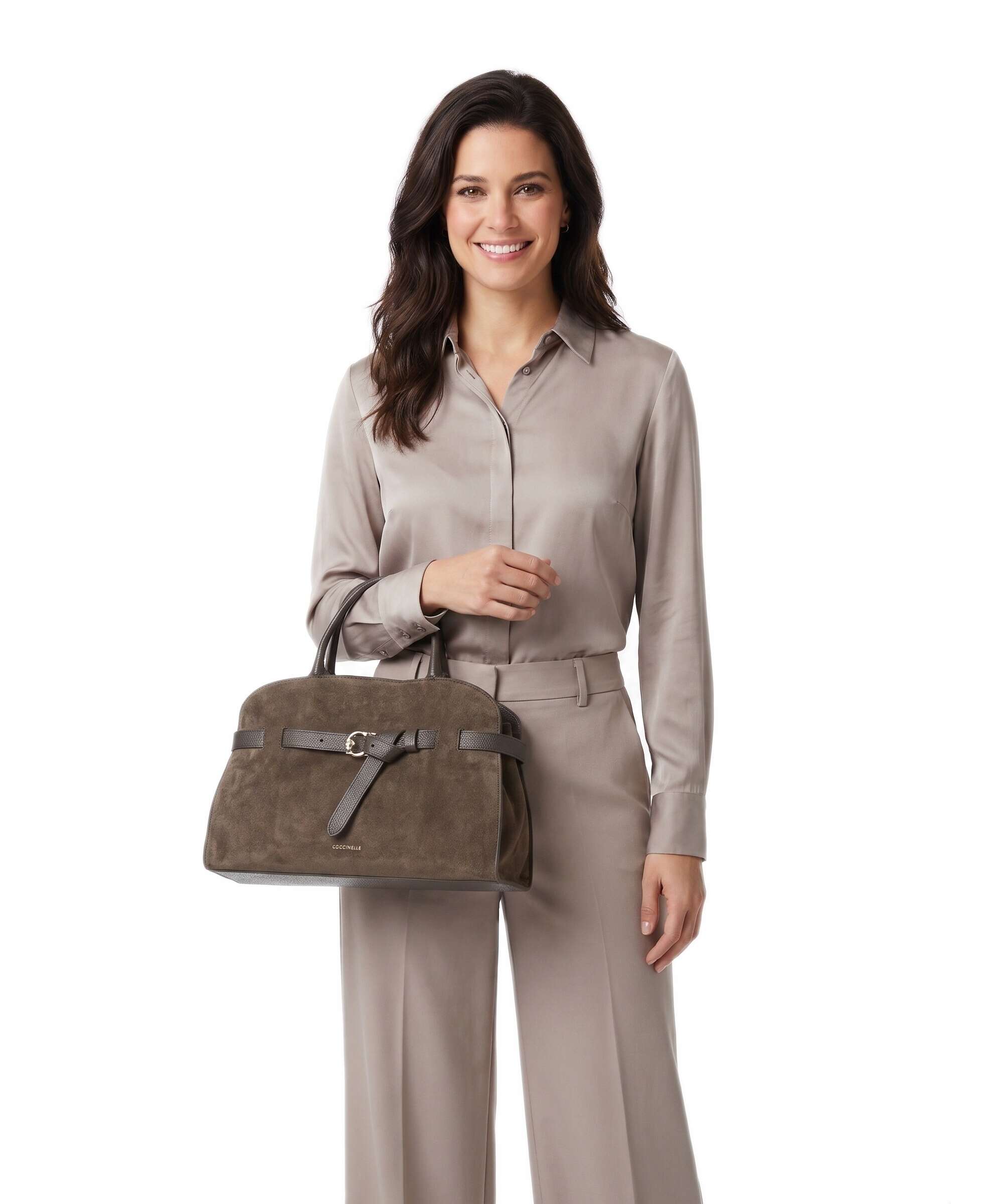 Coccinelle Sabine Suede Handbag fango