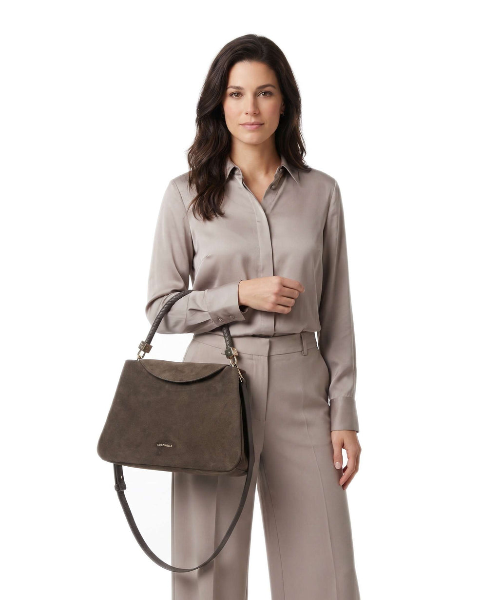 Coccinelle Tiggy Suede Handbag fango