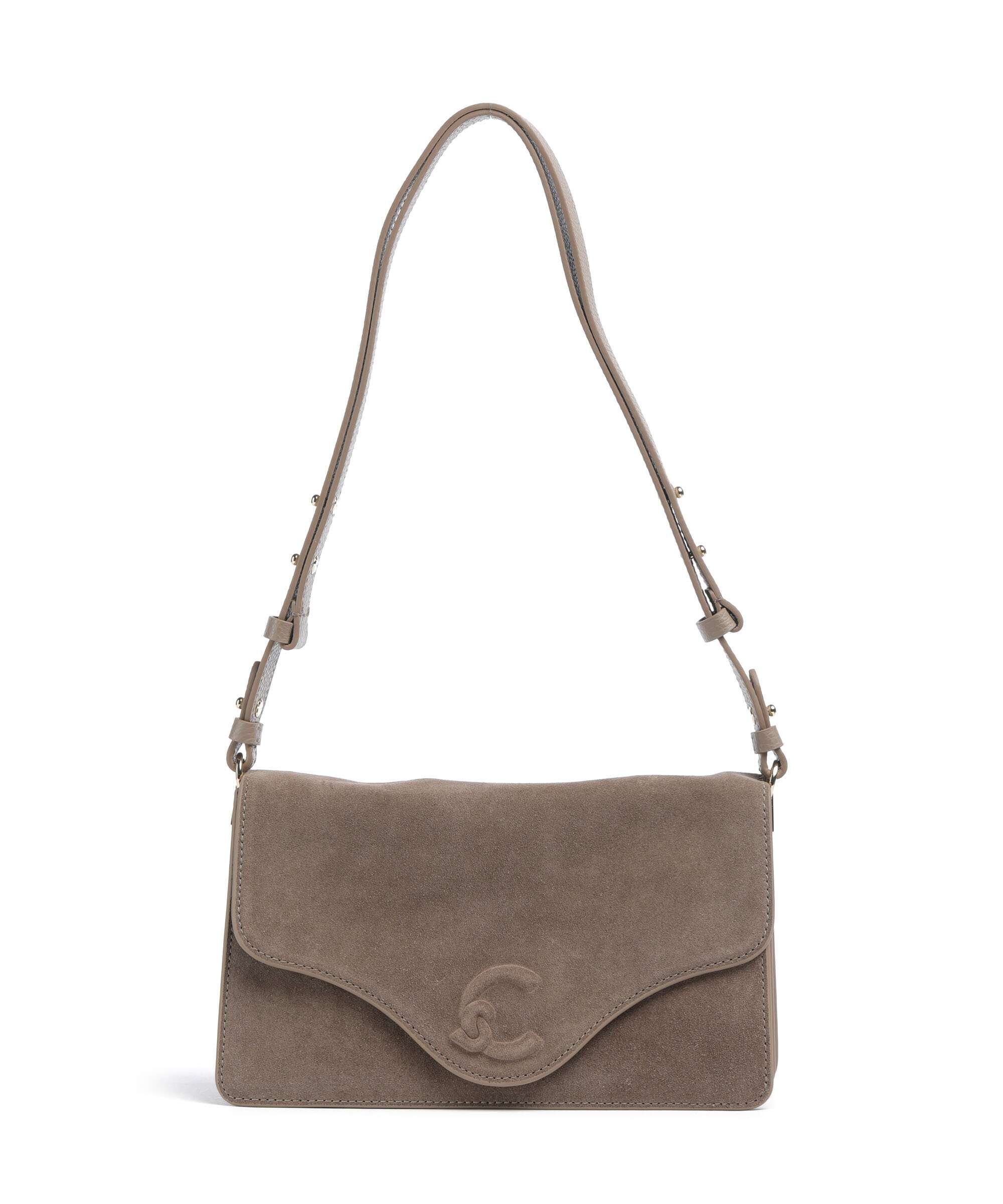 Coccinelle C-Me Softy Suede Shoulder bag warm taupe