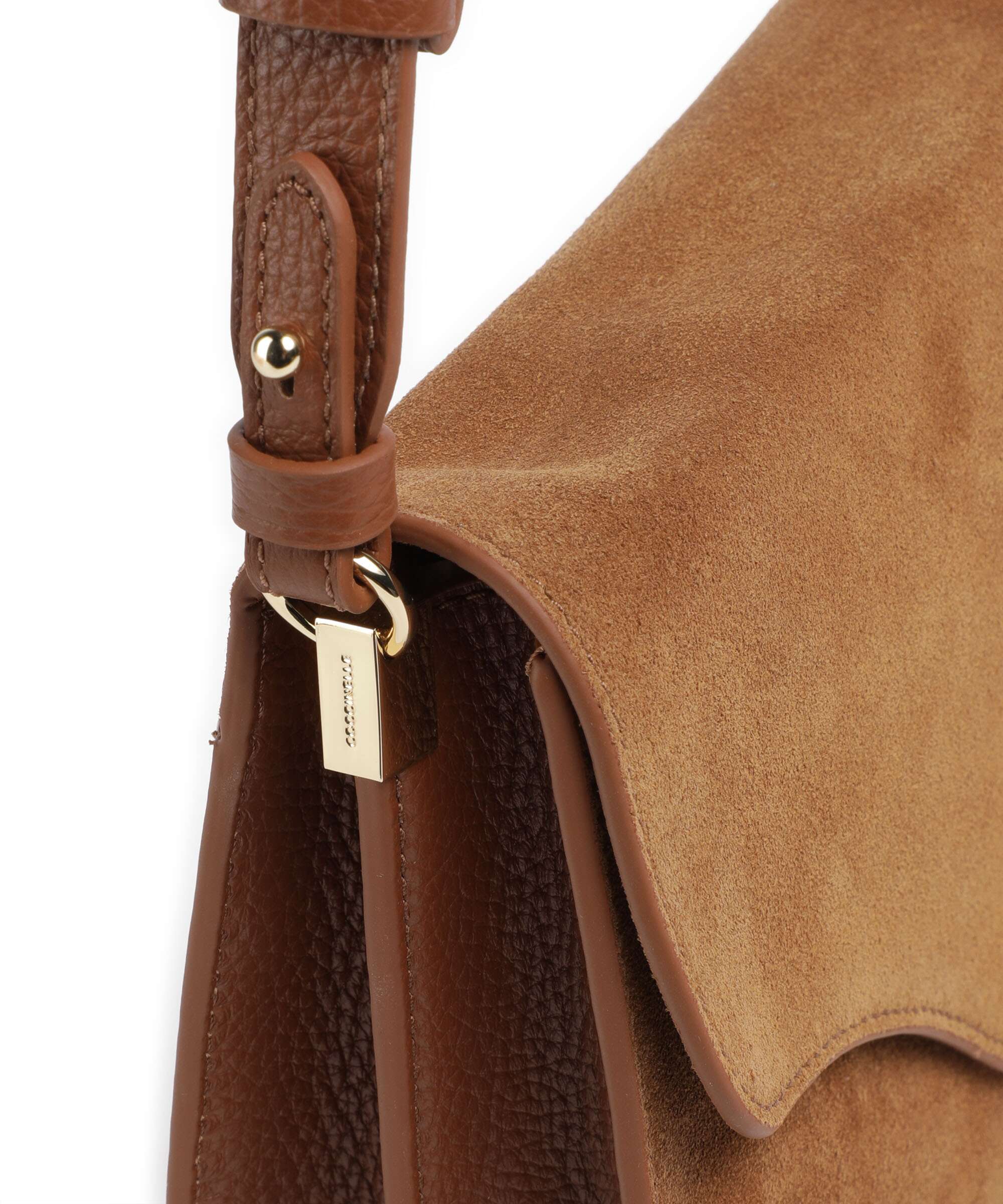 Coccinelle C-Me Softy Suede Shoulder bag cognac