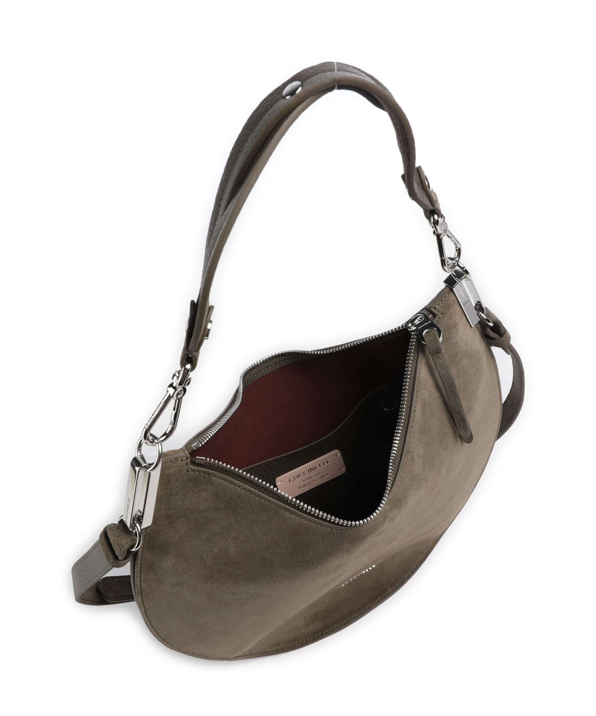 Coccinelle Sunup Suede Hobo bag fango