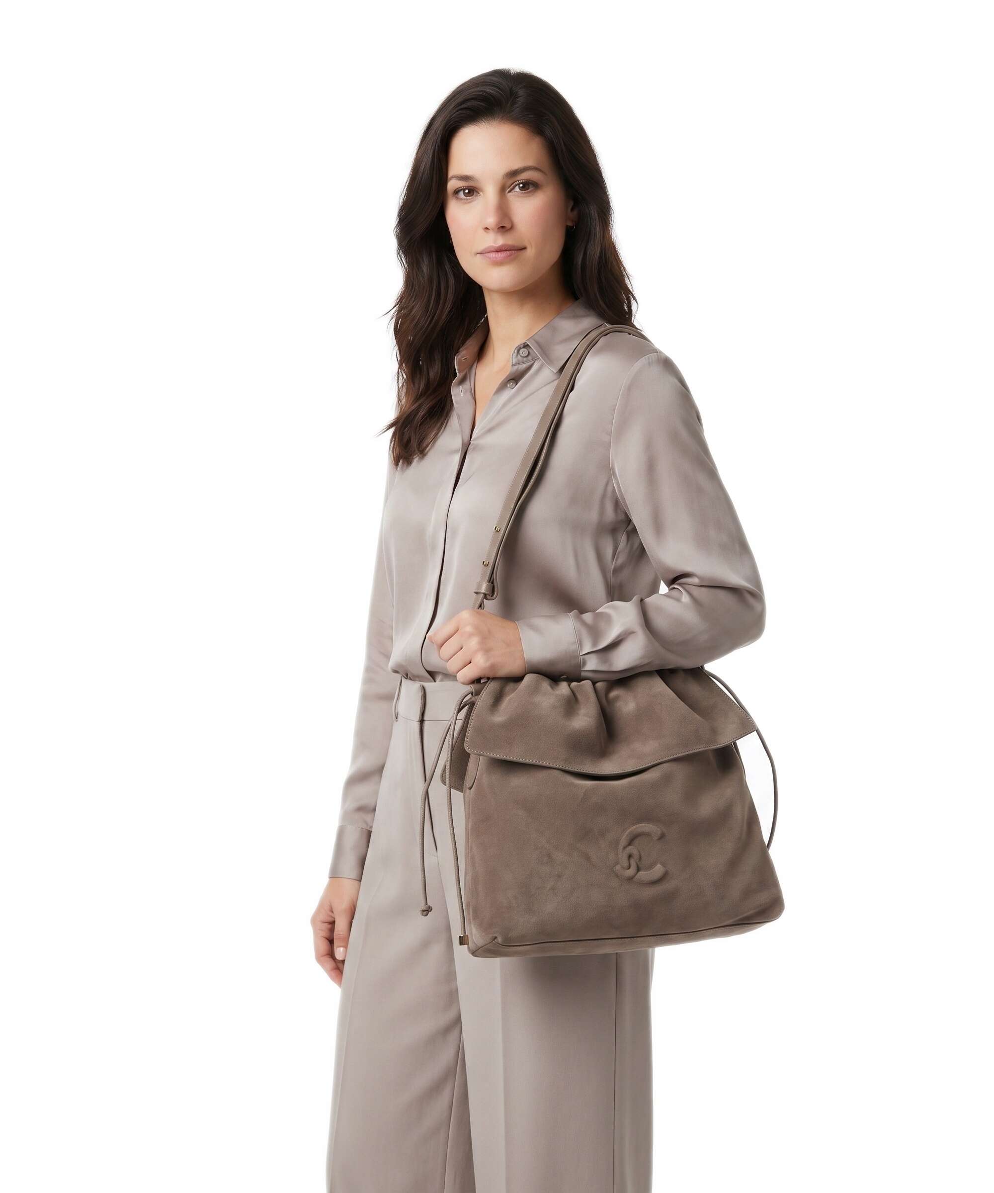 Coccinelle Lidia Suede Hobo bag warm taupe