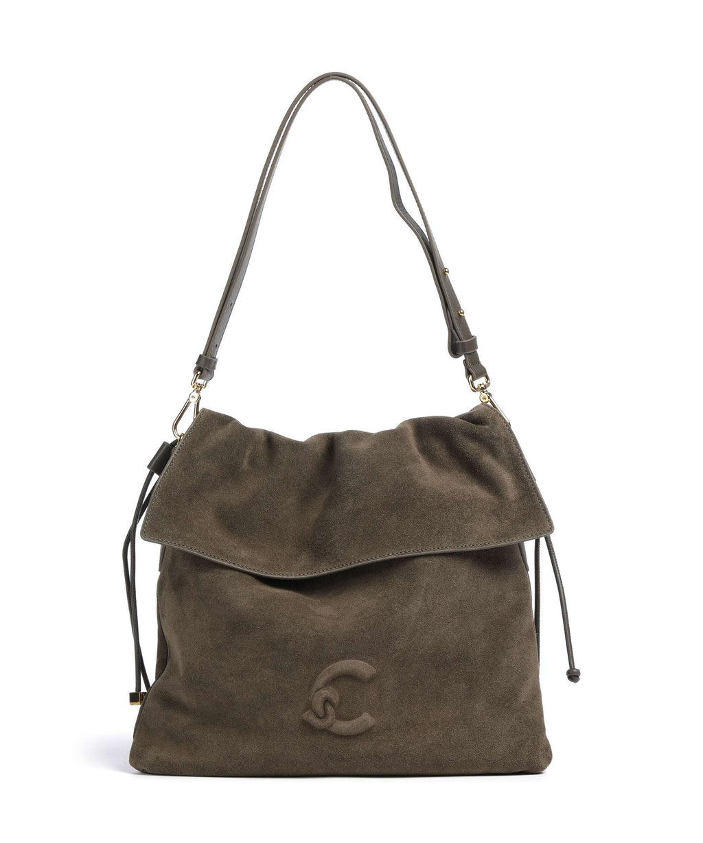 Coccinelle Lidia Suede Hobo bag fango