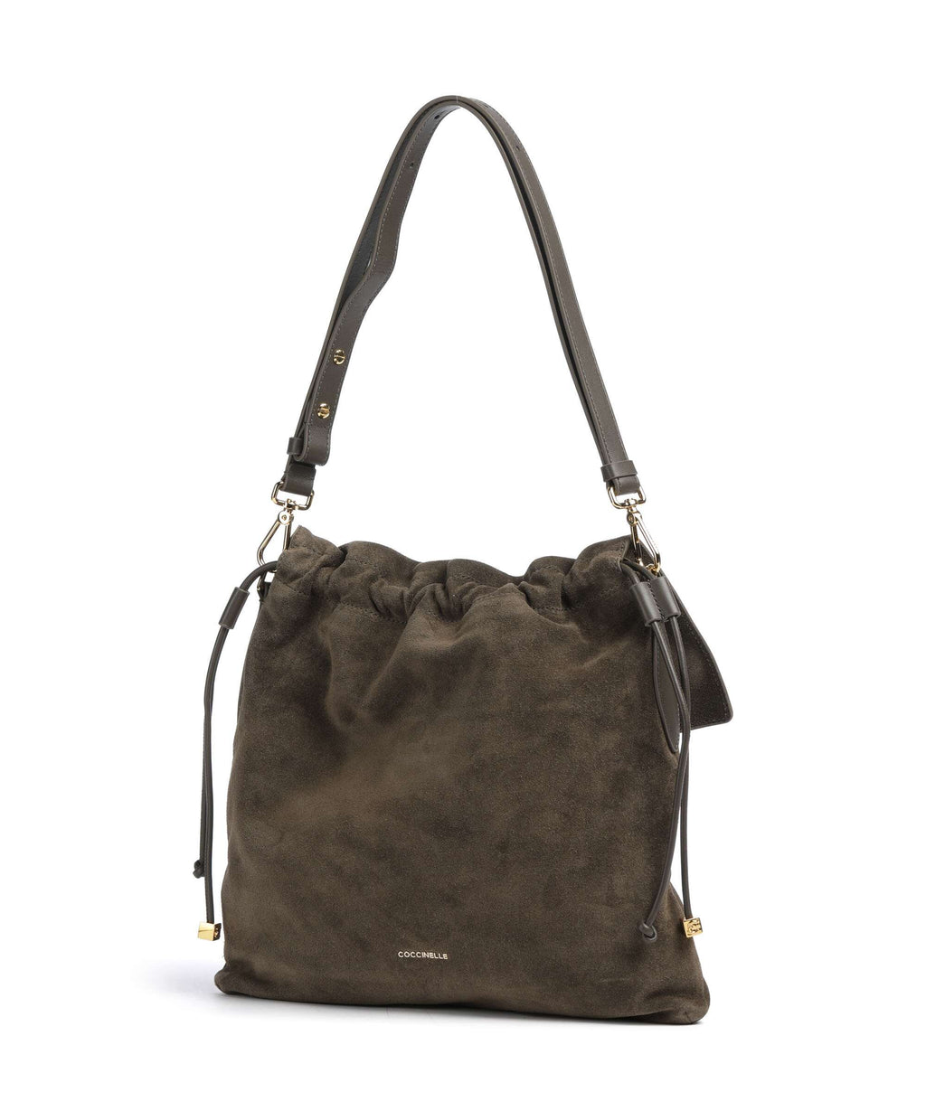 Coccinelle Lidia Suede Hobo bag fango