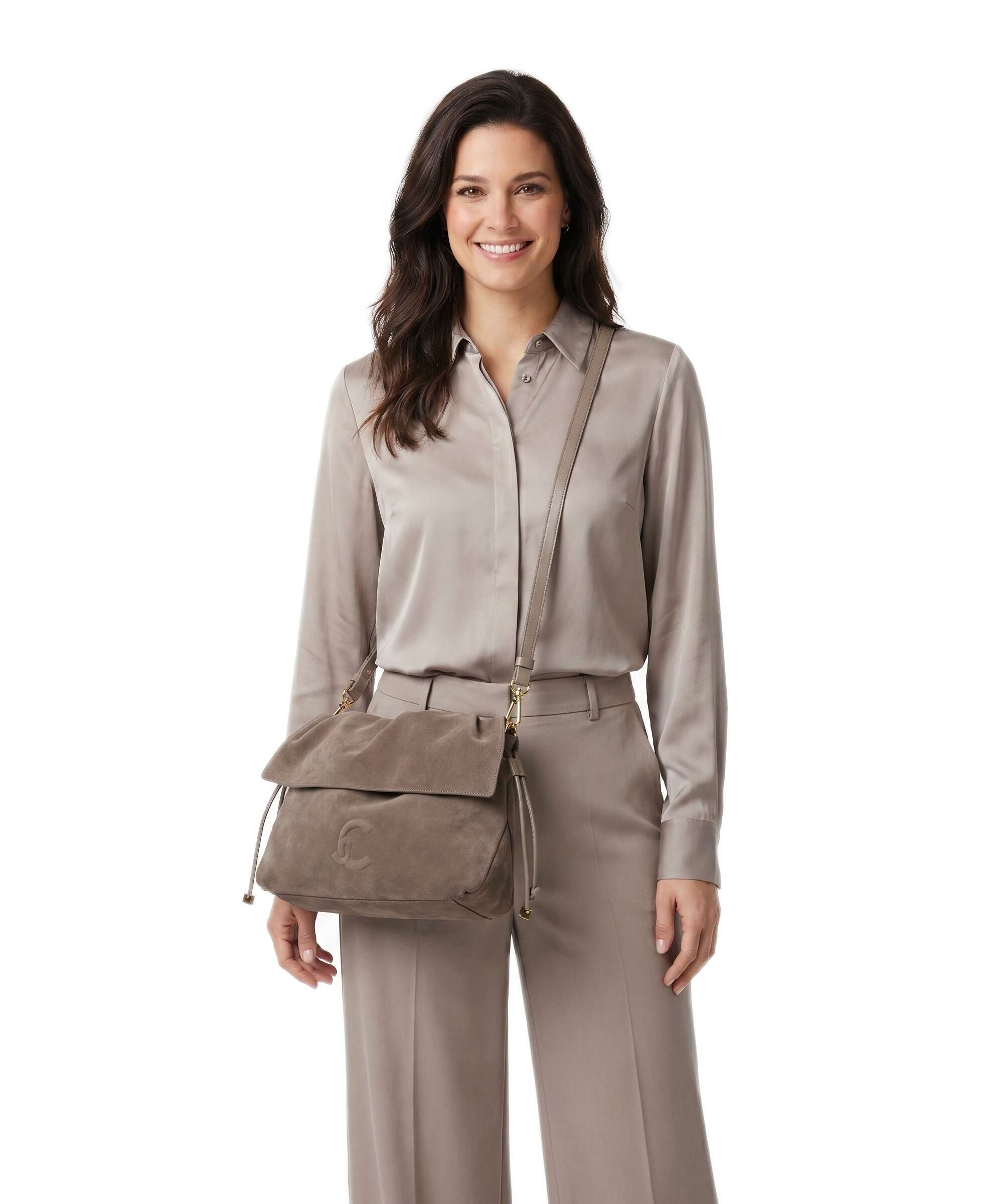 Coccinelle Lidia Suede Hobo bag warm taupe