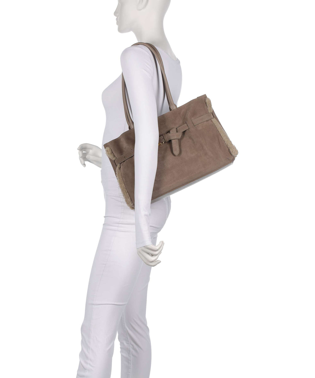 Coccinelle Sabine Soft Suede Tote bag warm taupe