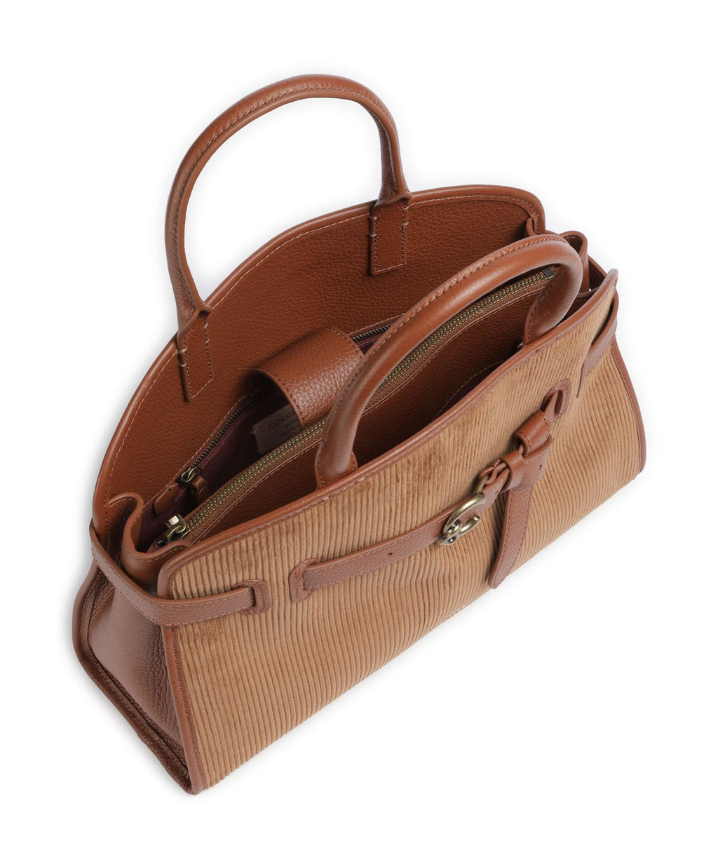 Coccinelle Sabine Corduroy Handbag cognac