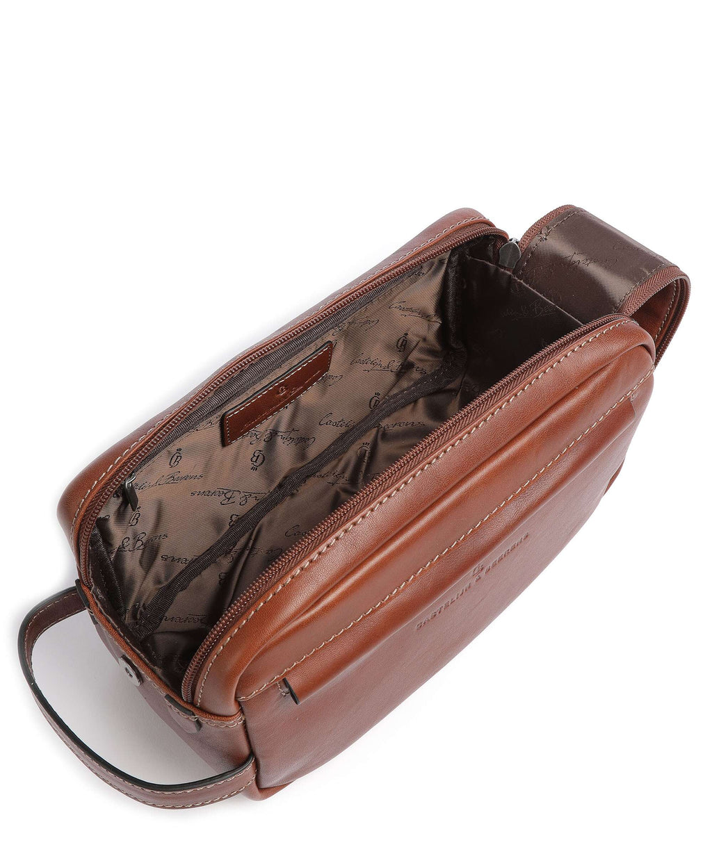 Castelijn & Beerens Verona Double Zip Toiletry bag light brown