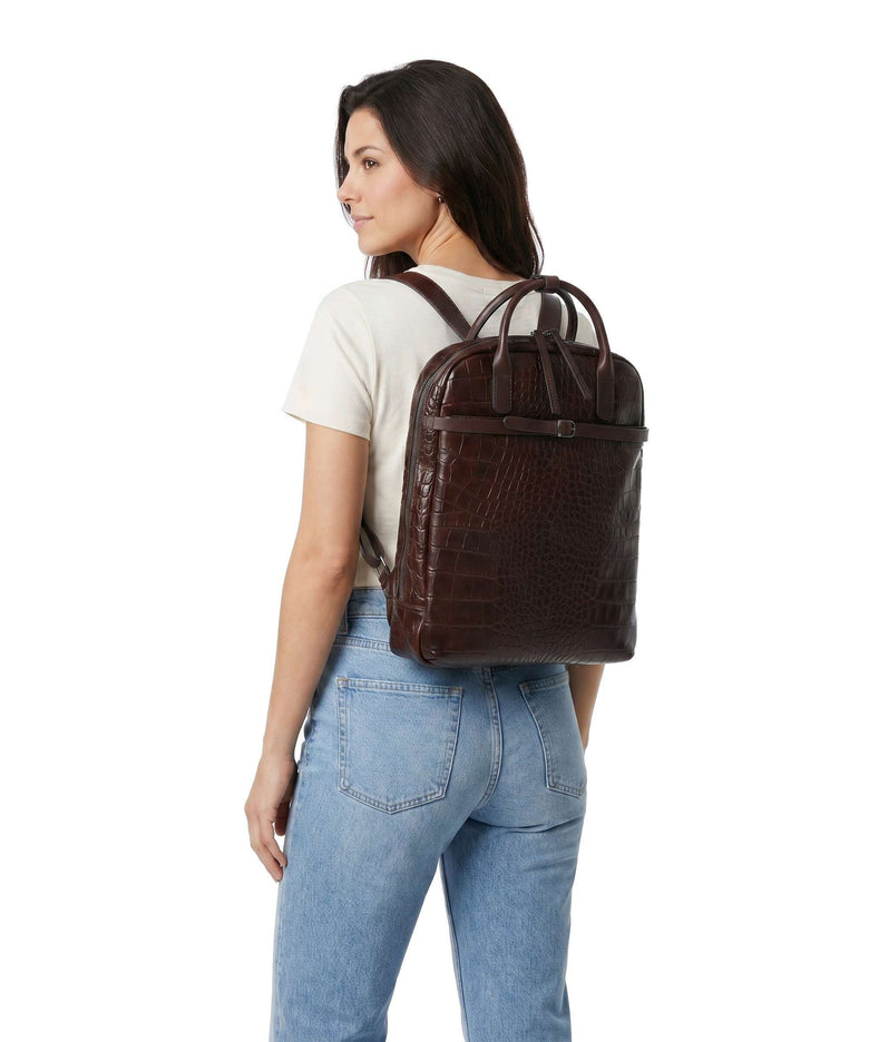 Castelijn & Beerens Croco Emma Backpack mocca