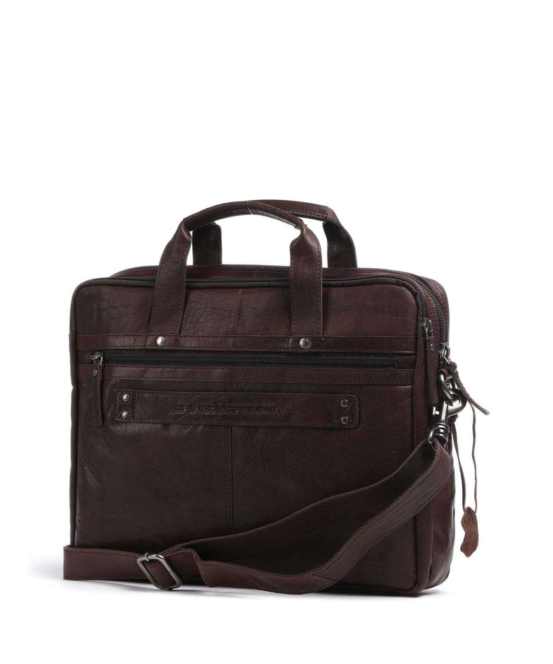 Spikes & Sparrow Bronco Briefcase dark brown