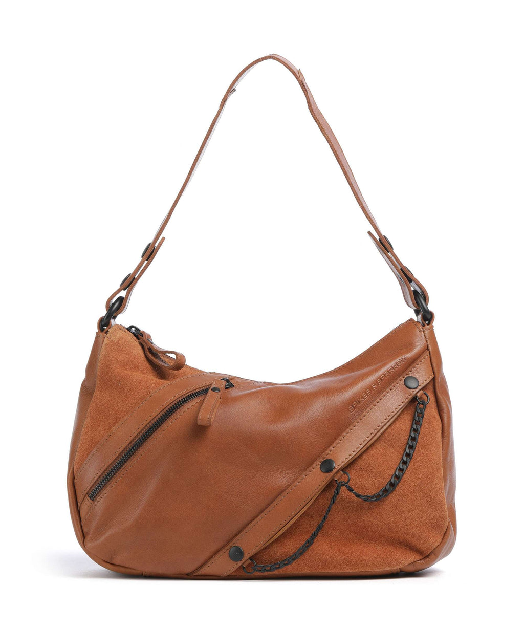 Spikes & Sparrow Suede Mix Jadeline Shoulder bag brandy