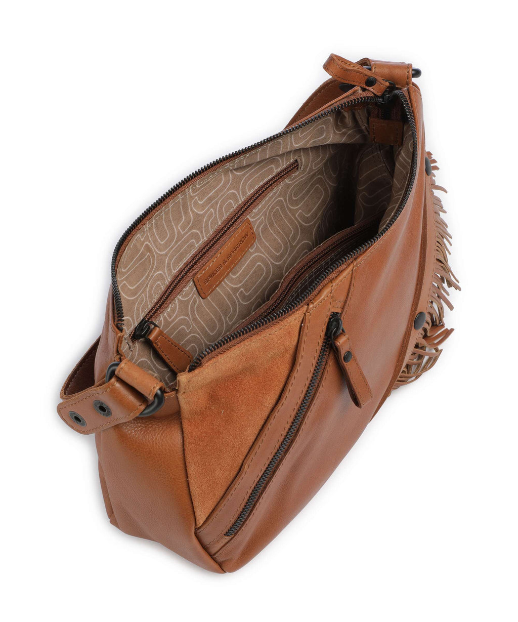 Spikes & Sparrow Suede Mix Jadeline Shoulder bag brandy