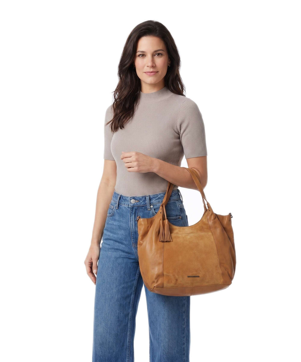 Spikes & Sparrow Suede Mix Ryana Tote bag tan