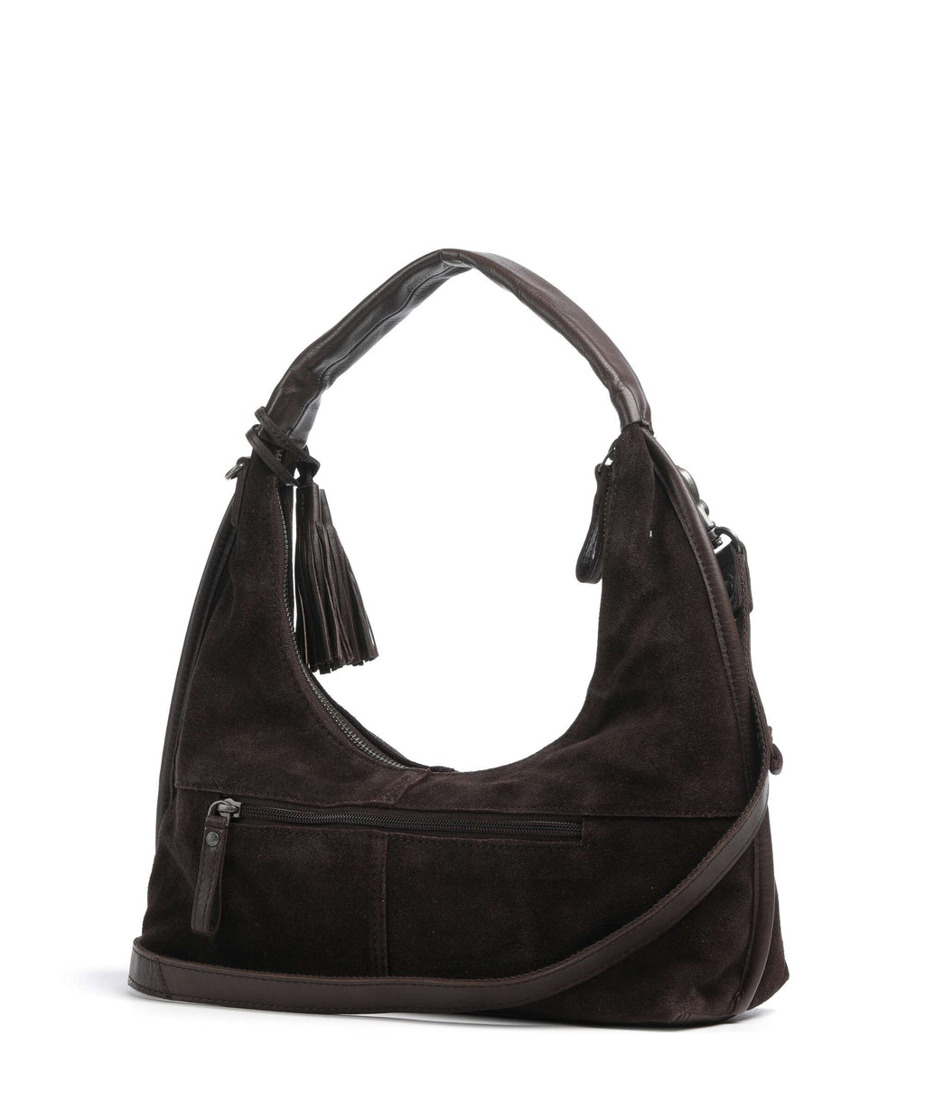 Spikes & Sparrow Suede Mix Gwyn Hobo bag dark brown