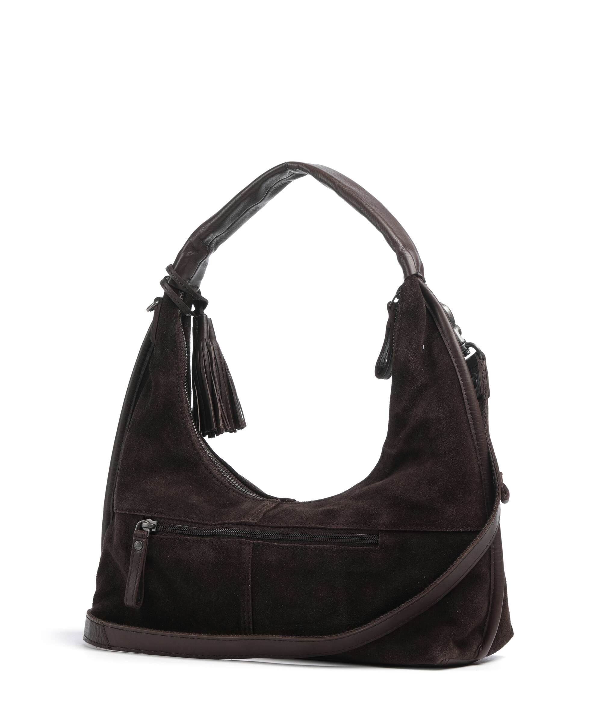 Spikes & Sparrow Suede Mix Gwyn Hobo bag dark brown
