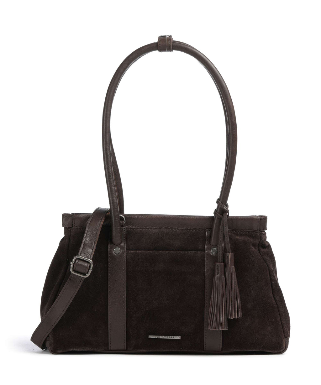 Spikes & Sparrow Suede Mix Milania Shoulder bag dark brown