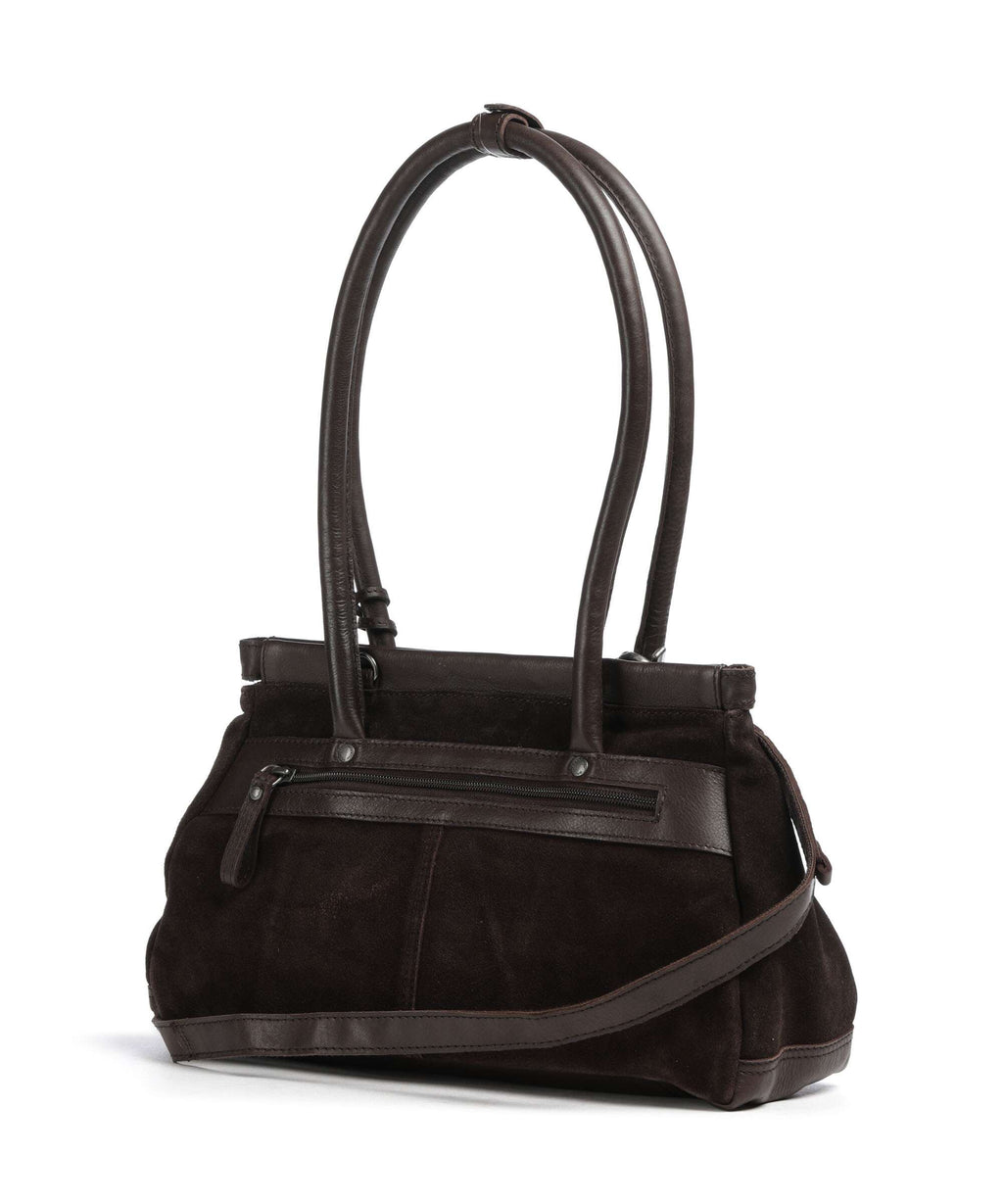 Spikes & Sparrow Suede Mix Milania Shoulder bag dark brown