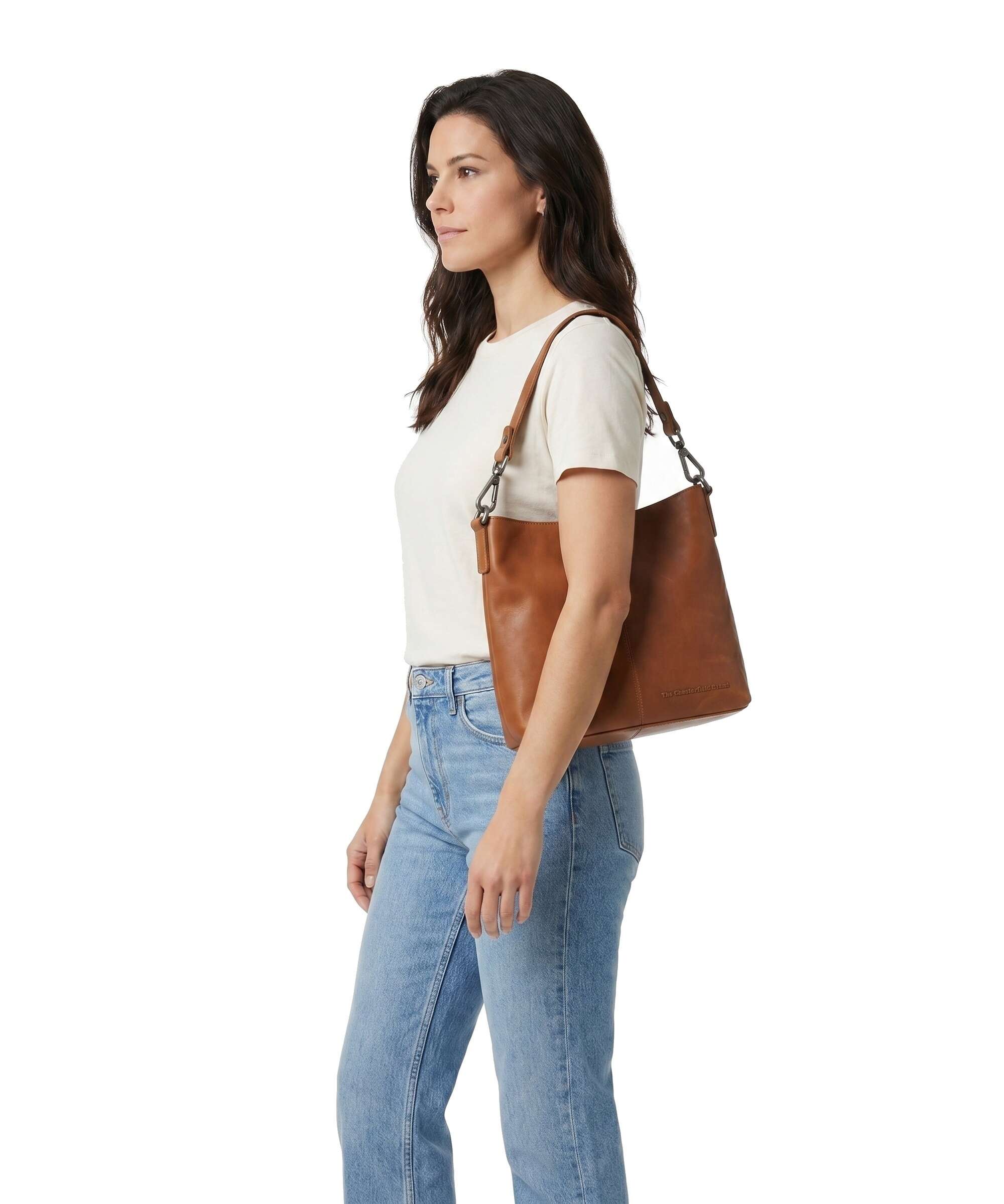 The Chesterfield Brand Cow Wax Pull Up Jen Hobo bag cognac