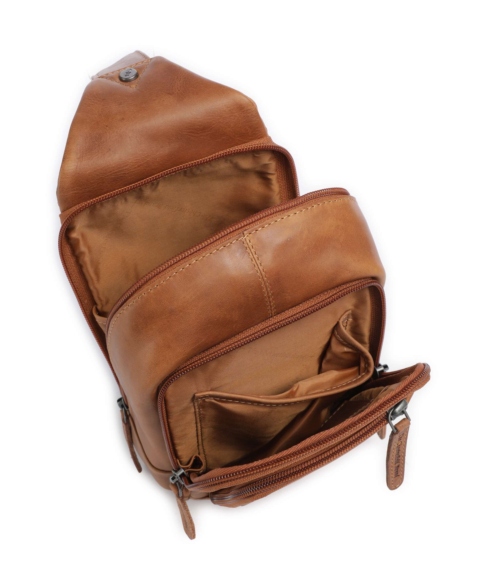 The Chesterfield Brand Cow Wax Pull Up Riga Sling bag cognac