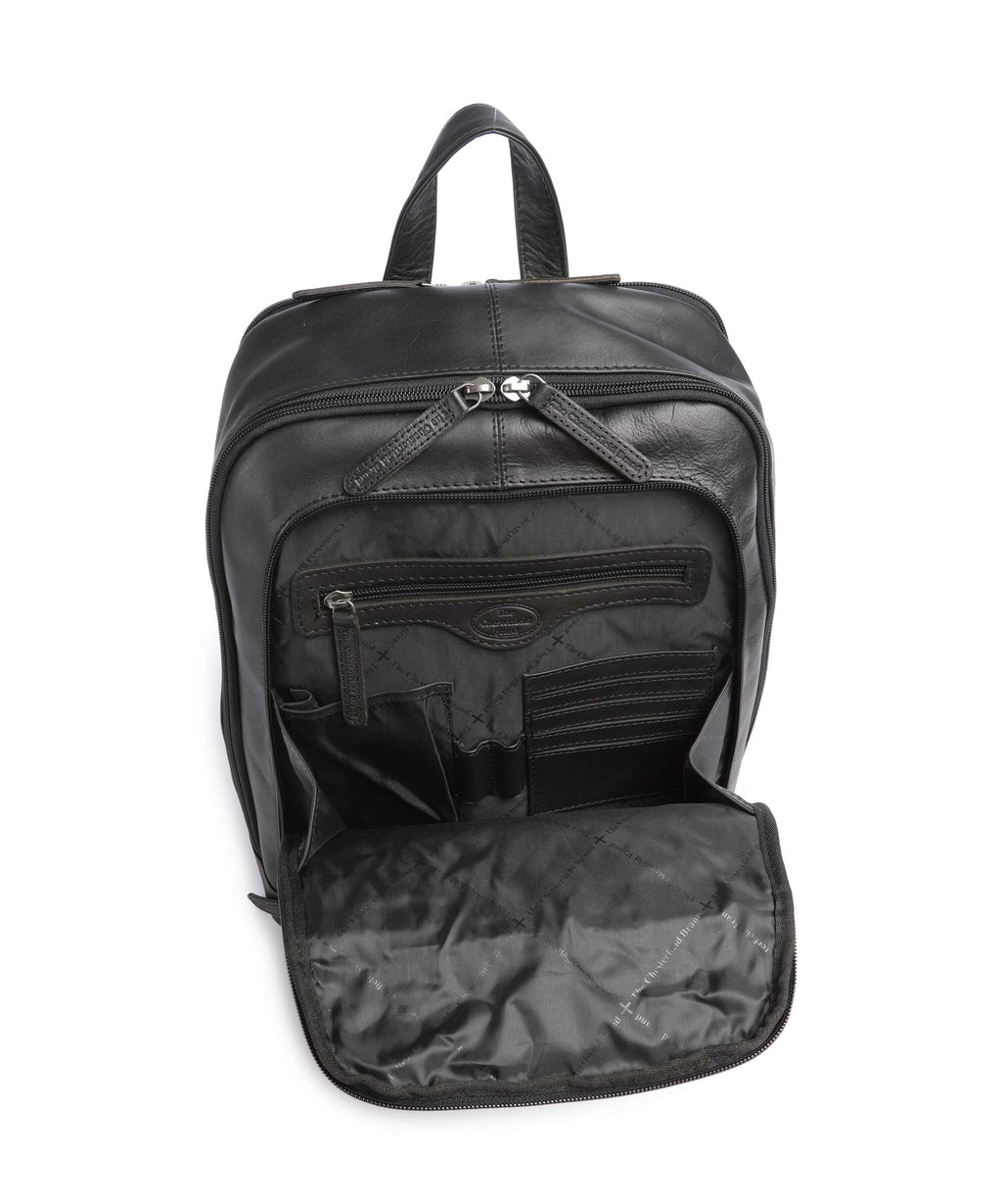 The Chesterfield Brand Cow Wax Pull Up Detroit Backpack black
