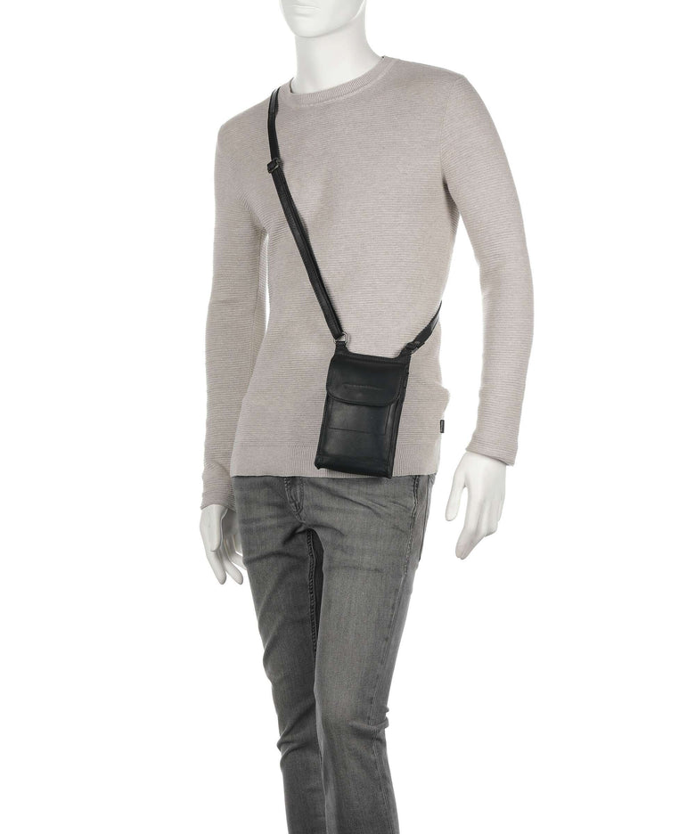 The Chesterfield Brand Cow Wax Pull Up Nebra Phone bag black