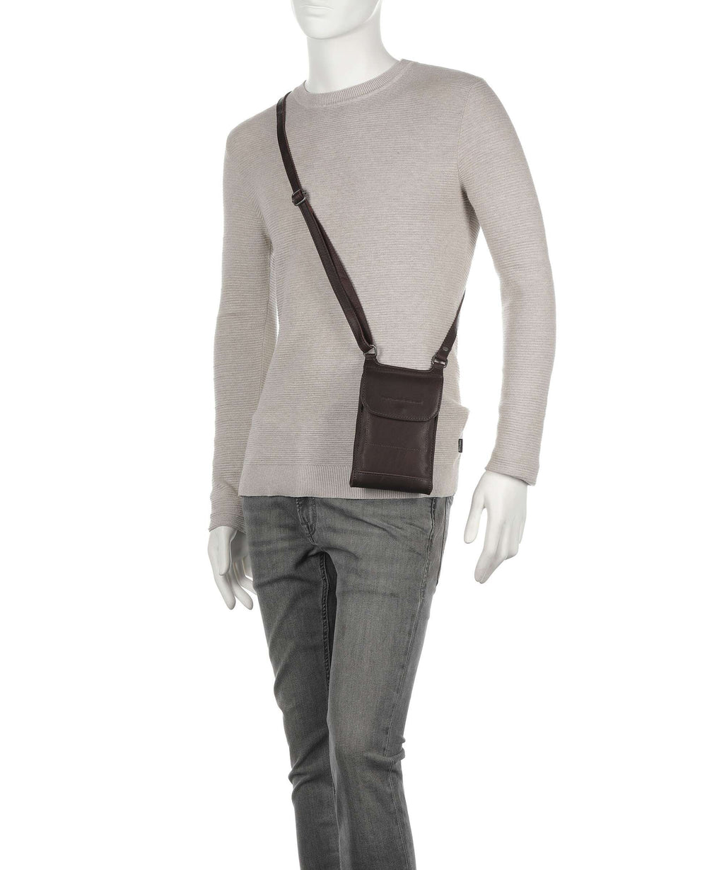 The Chesterfield Brand Cow Wax Pull Up Nebra Phone bag brown