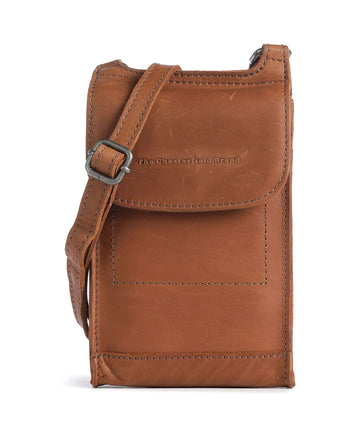 The Chesterfield Brand Cow Wax Pull Up Nebra Pochette telephone cognac