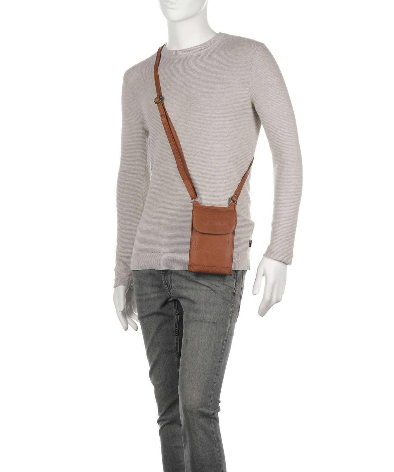 The Chesterfield Brand Cow Wax Pull Up Nebra Phone bag cognac