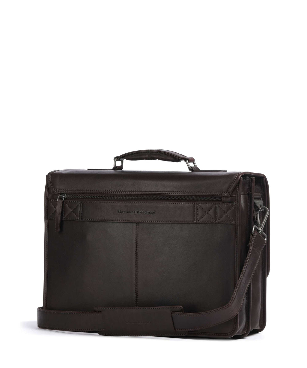 The Chesterfield Brand Wax Pull Up Cow Glenwood Briefcase brown