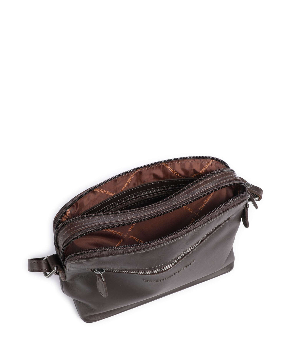 The Chesterfield Brand Cow Wax Pull Up Nebraska Crossbody bag brown