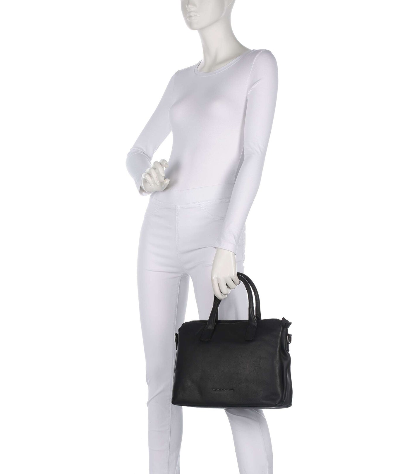 The Chesterfield Brand Wax Pull Up Cow Valmonte Handbag black